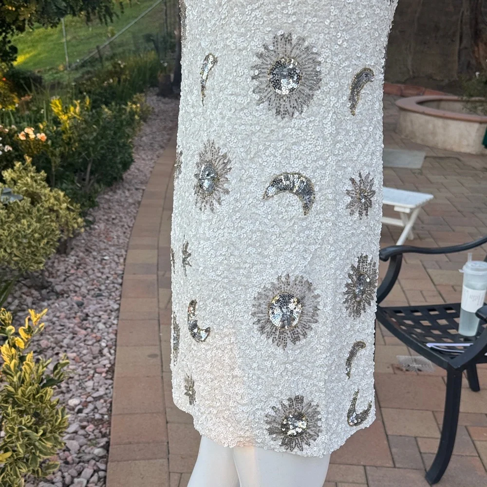 Show Me Your Mumu Let's Go Mini Dress in the White Celestial Sequins - Picture 10 of 11